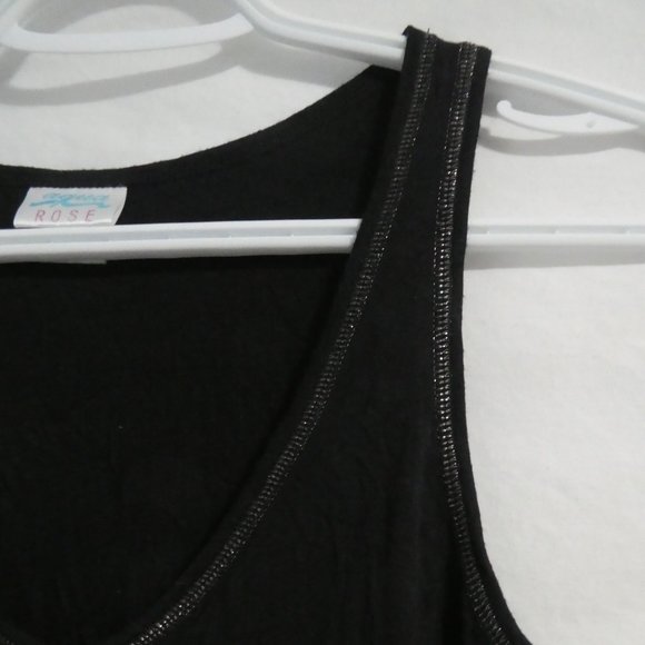 AQUA ROSE | xs extra small | Black Tank Top With Shiny Silver Trim | GUC - Picture 5 of 12